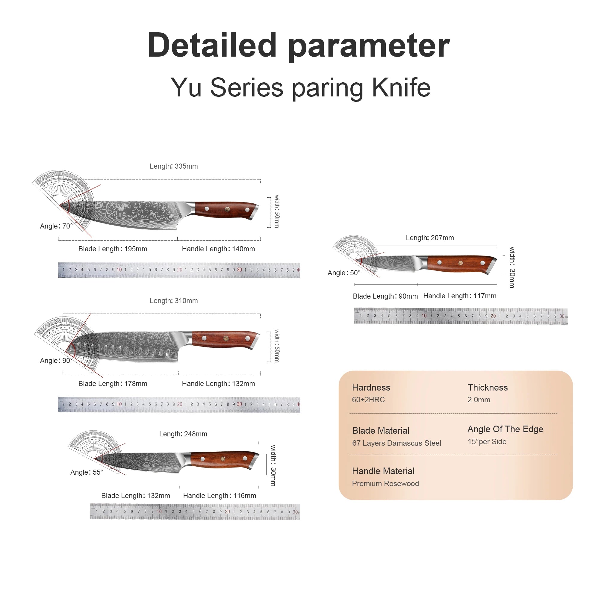 Kitchen Chef Knife Set 67 Layer Damascus Stee Super Sharp Cleaver Knife Premium Kitchen fruit Knife Kitchen Cooking Tools