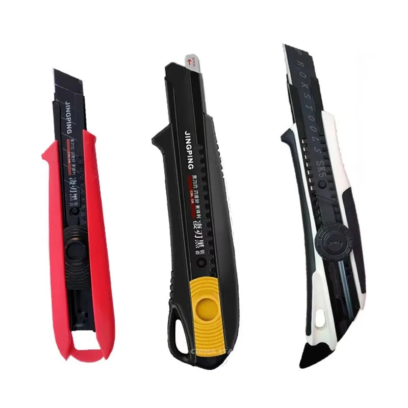 High Carbon Steel Blade Utility Knife Durable Industrial Replaceable Paper Cutter Office Art Student Supplies Stainless Steel