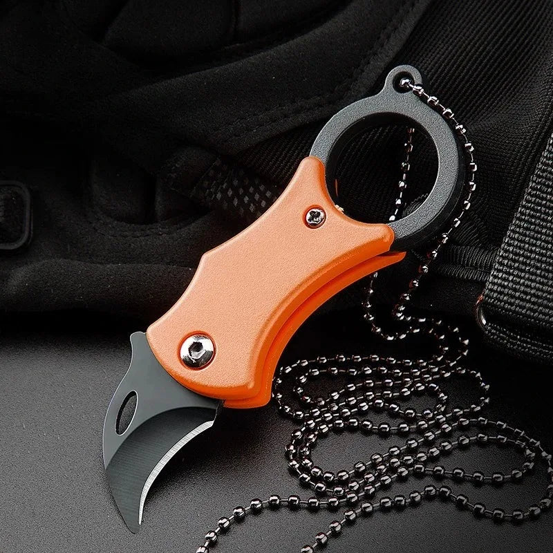 Mini Keychain Pocket Knife Stainless Steel Camping Small Mini Portable Knife Peeler Fixed Blade Multi EDC Tool with Chain.