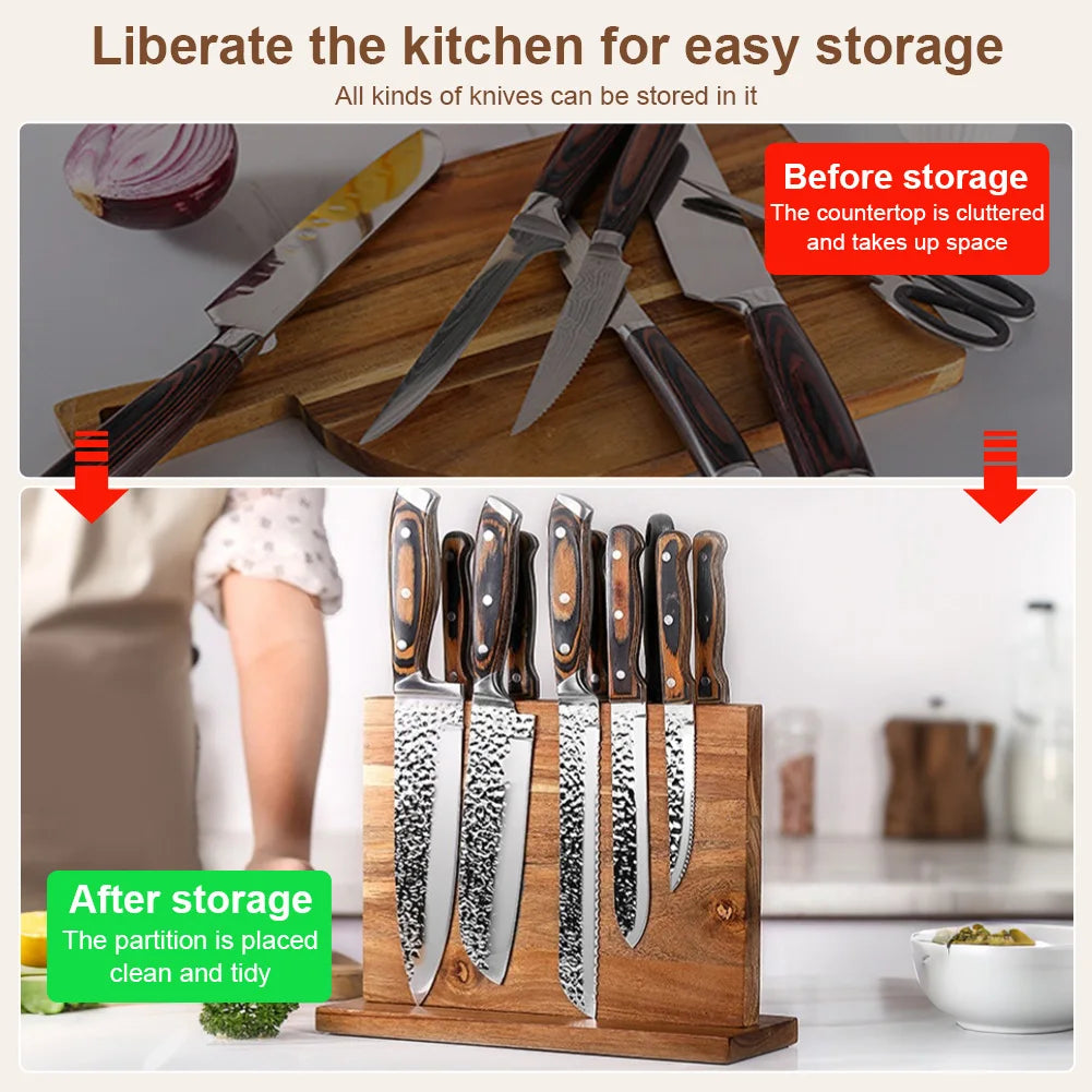 Magnetic Double-Sided Knife Block Knife Display Rack Strong Magnetism Knife Holder for Kitchen Counter Multifunctional Storage