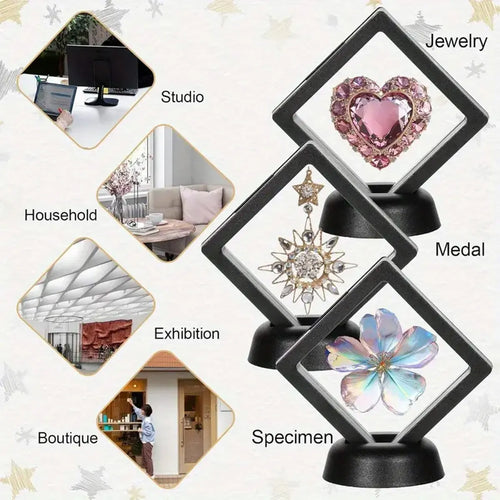 10pcs,Floating display box with base, transparent film display box for knife display and storage