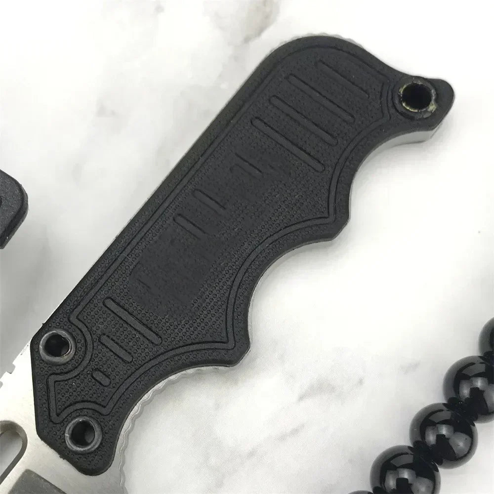 Pocket EDC Small Fixed Blade Knife - Instinct Mini Neck Knife Satin Plain Blade, G10 Handles with ABS Plastic Sheath