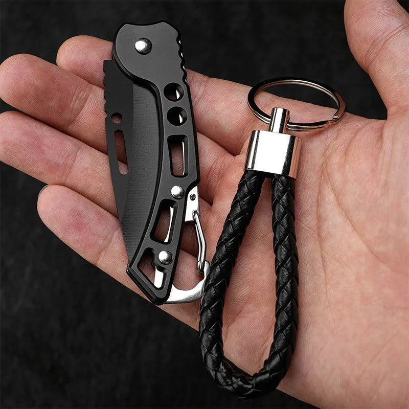 Convenient Stainless Steel Pocket Knife Mini Folding Knife Carry-on Defense Keychain Portable Pocket Knife Fruit Knife With rope