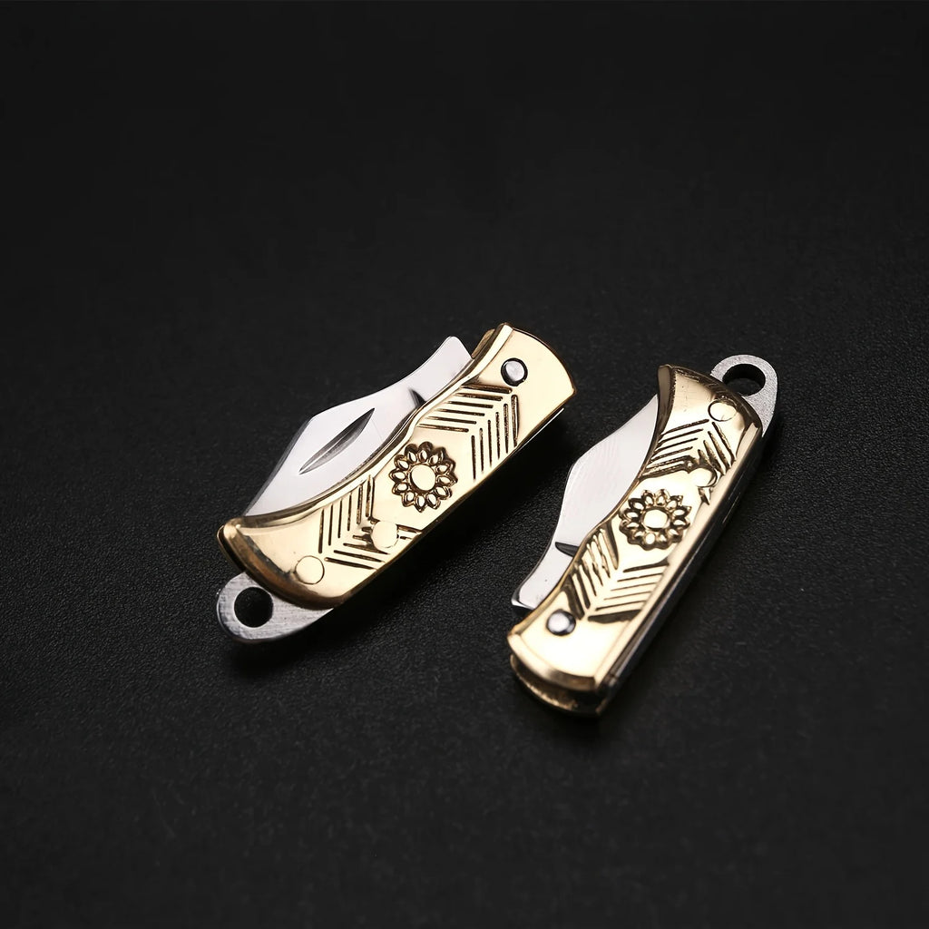 Tiny compact folding pocket knife with stainless steel blade, keychain attachment, lightweight and durable