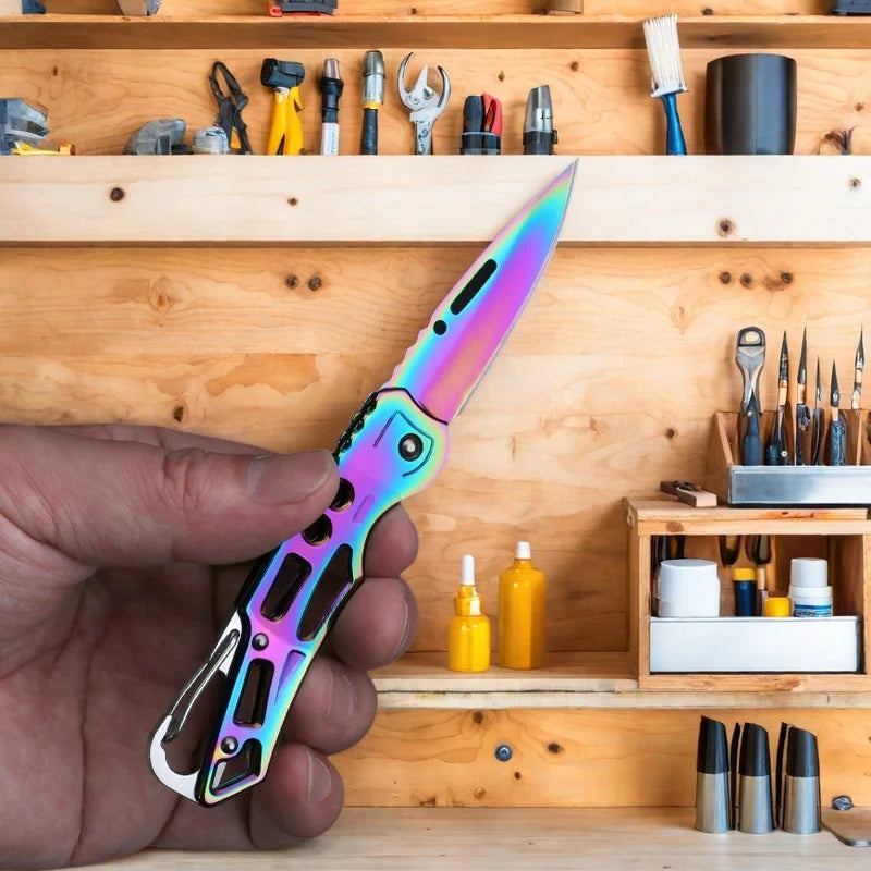 Convenient Stainless Steel Pocket Knife Mini Folding Knife Carry-on Defense Keychain Portable Pocket Knife Fruit Knife With rope