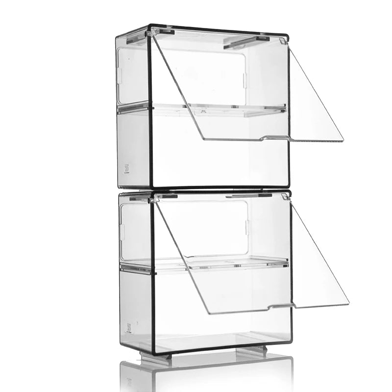 1 Set Double Layer Small Scale Collection Display Box Transparent Dustproof Storage Box Large Capacity Desktop Organizer Box