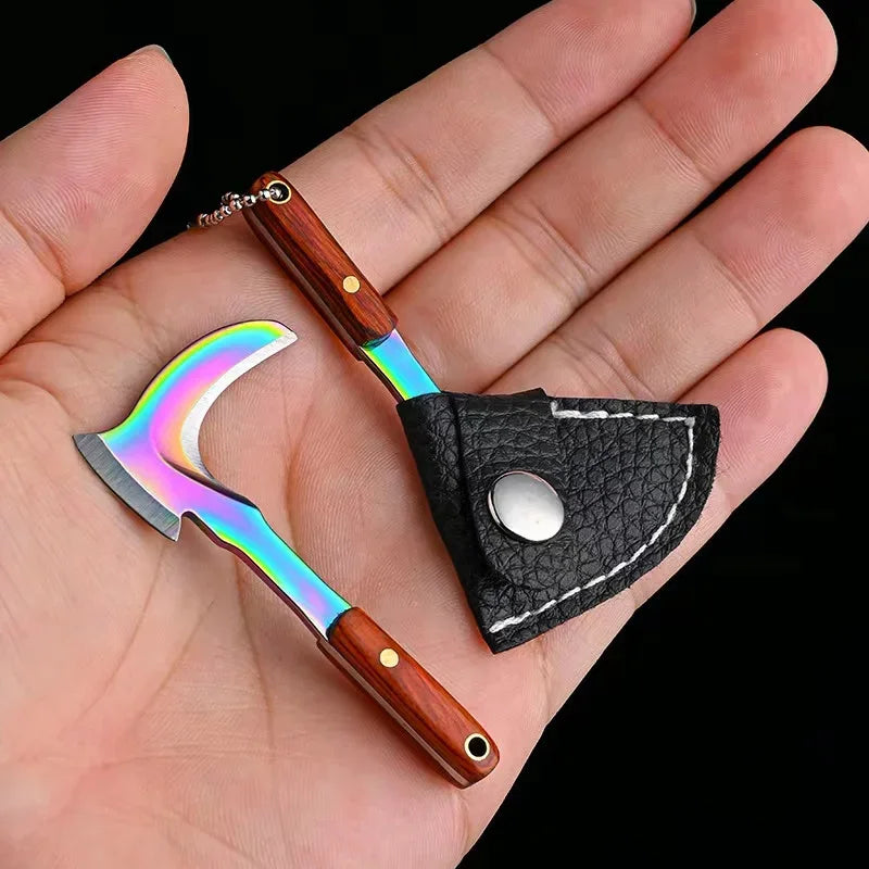 Mini Sickle Pocket Knife Stainless Steel Camping EDC Knife Peeling Machine Fixed Blade Wooden Handle Kitchen
