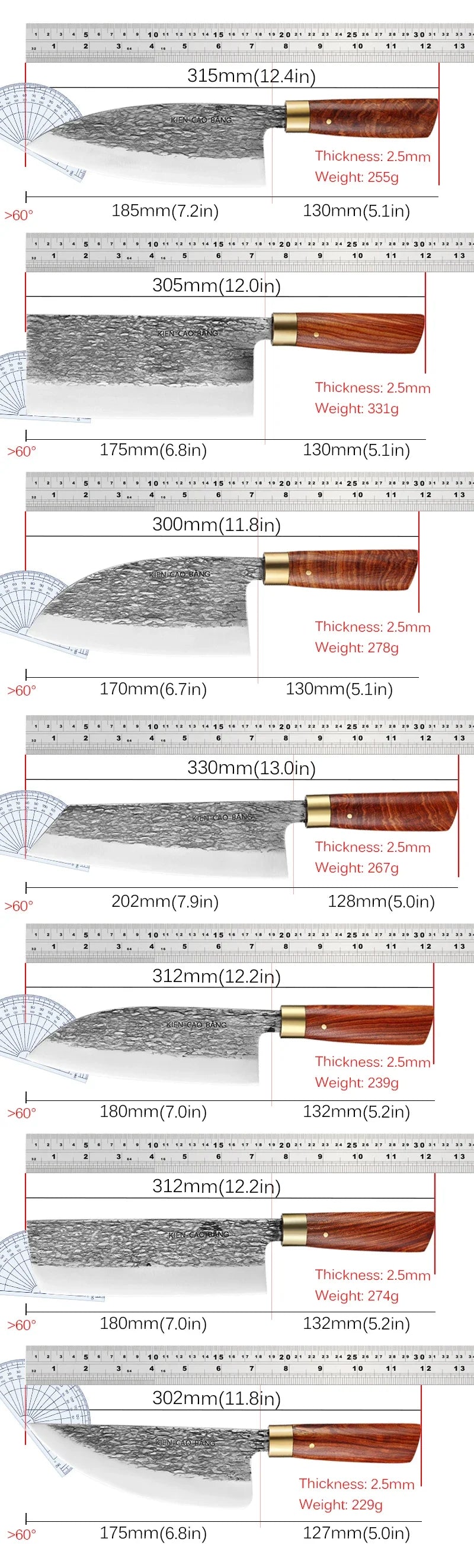 Kitchen Knife Set Chef Knives Japanese 5CR15 High Carbon Stainless Steel Kitchen Meat Cleaver Forged Butcher's Boning Knife