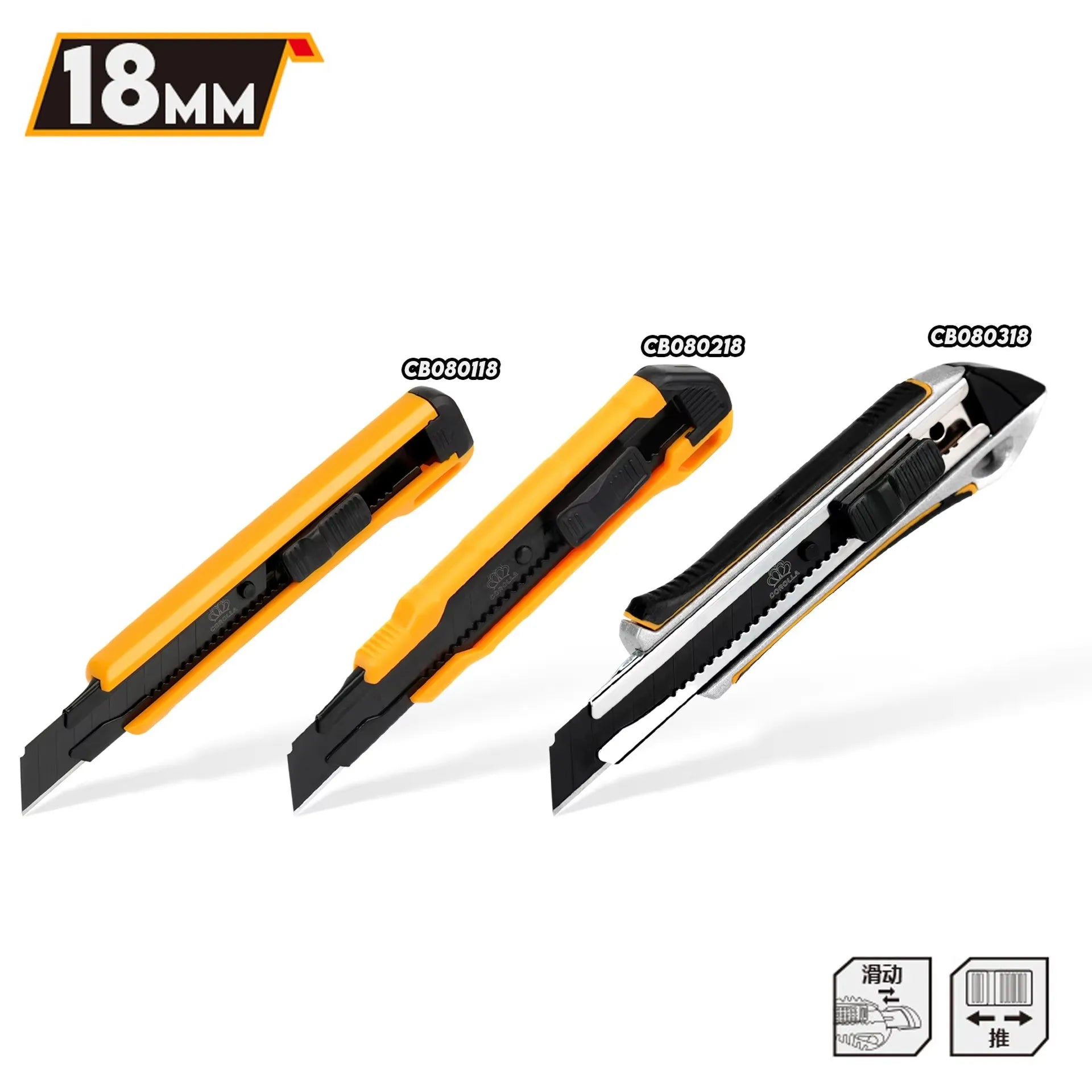 High Carbon Steel Blade Utility Knife Durable Industrial Replaceable Paper Cutter Office Art Student Supplies Stainless Steel