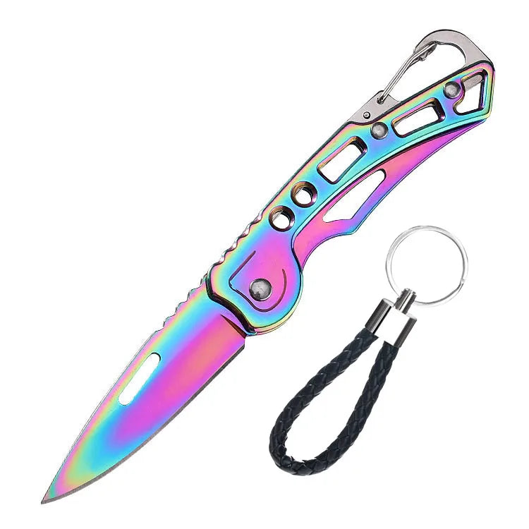 Convenient Stainless Steel Pocket Knife Mini Folding Knife Carry-on Defense Keychain Portable Pocket Knife Fruit Knife With rope