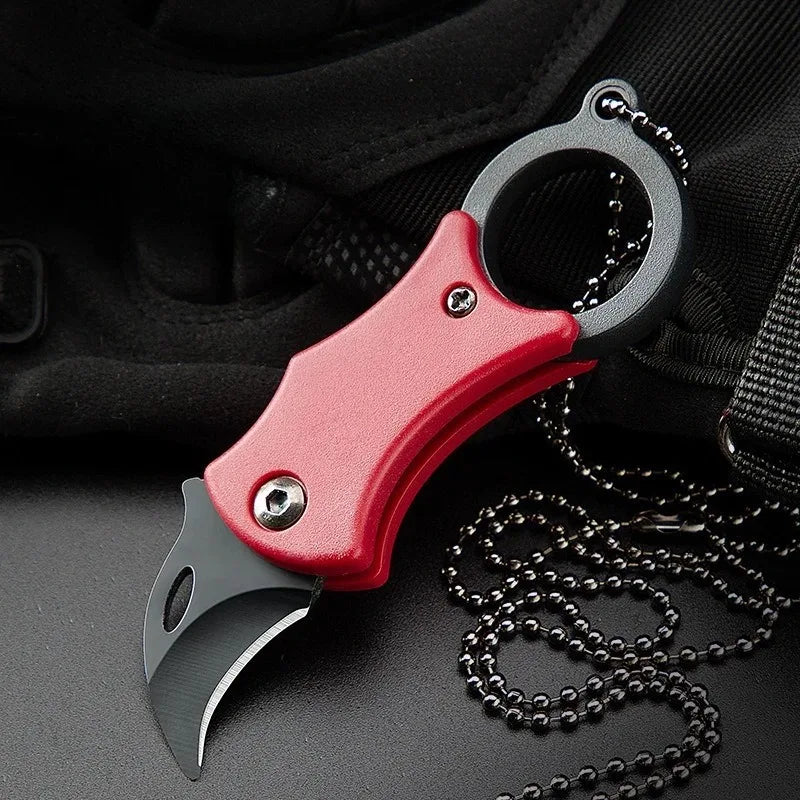 Mini Keychain Pocket Knife Stainless Steel Camping Small Mini Portable Knife Peeler Fixed Blade Multi EDC Tool with Chain.