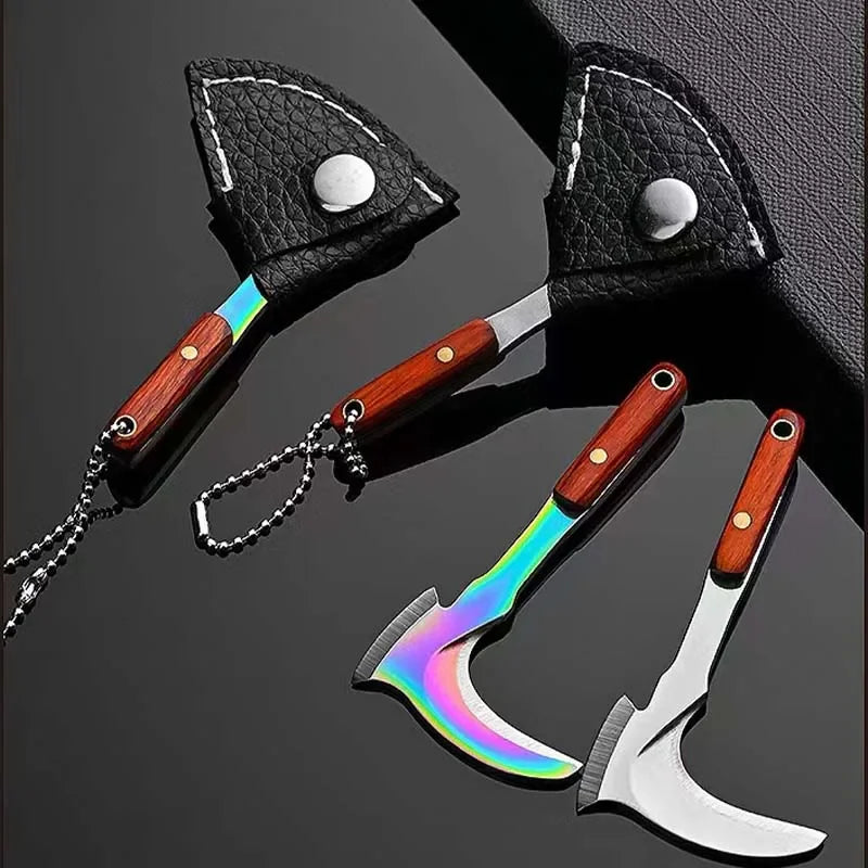 Mini Sickle Pocket Knife Stainless Steel Camping EDC Knife Peeling Machine Fixed Blade Wooden Handle Kitchen
