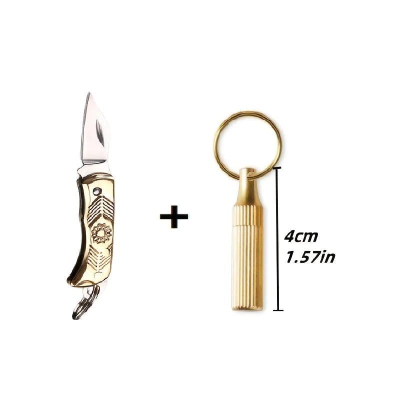 Tiny compact folding pocket knife with stainless steel blade, keychain attachment, lightweight and durable