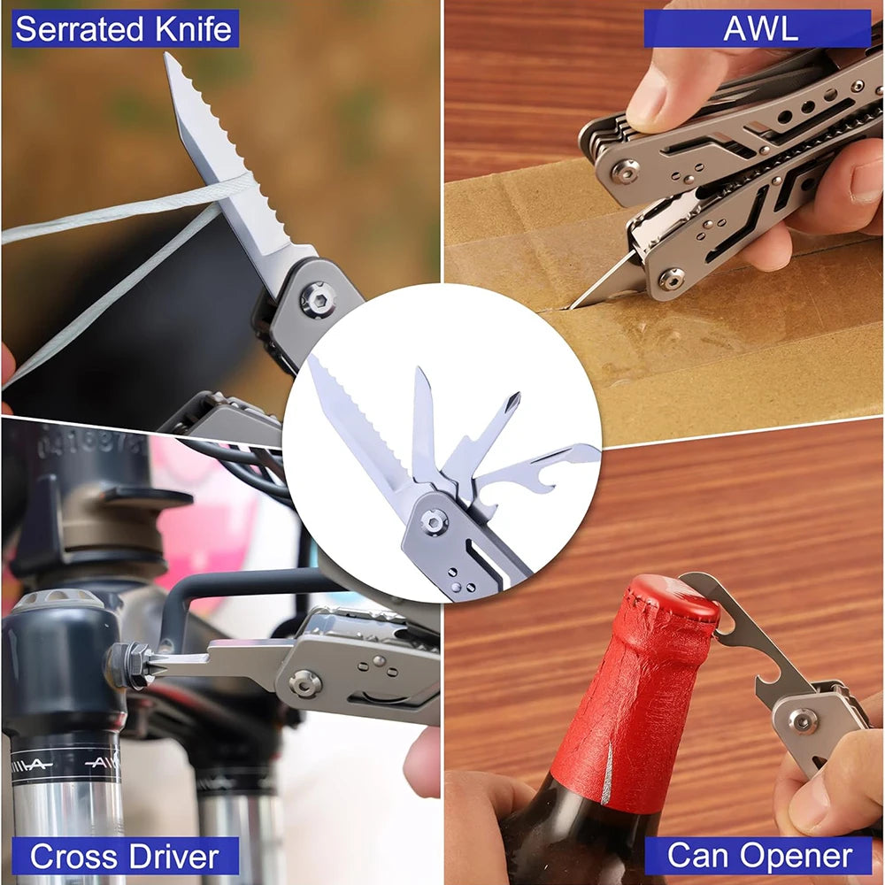 Multitool 14 in1 With Mini Tools Knife Pliers And 11 Bits Multi Tool All In One Multi Function Gear Camping Backpacking Survival