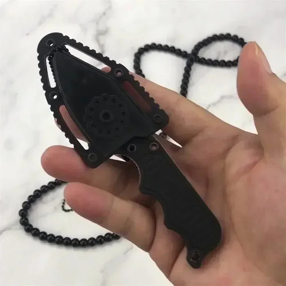 Pocket EDC Small Fixed Blade Knife - Instinct Mini Neck Knife Satin Plain Blade, G10 Handles with ABS Plastic Sheath
