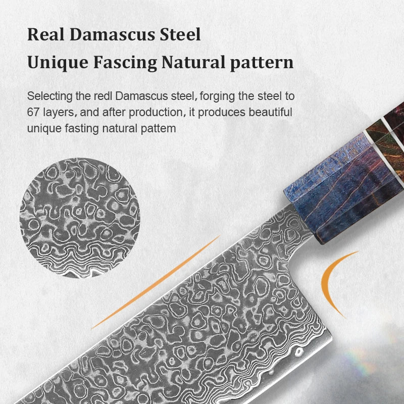 1-5 PCS Kitchen Knife set Damascus Steel Japanese chef Knife Santoku Knife Nakiri Knife kiritsuke knife Stable wood Handle