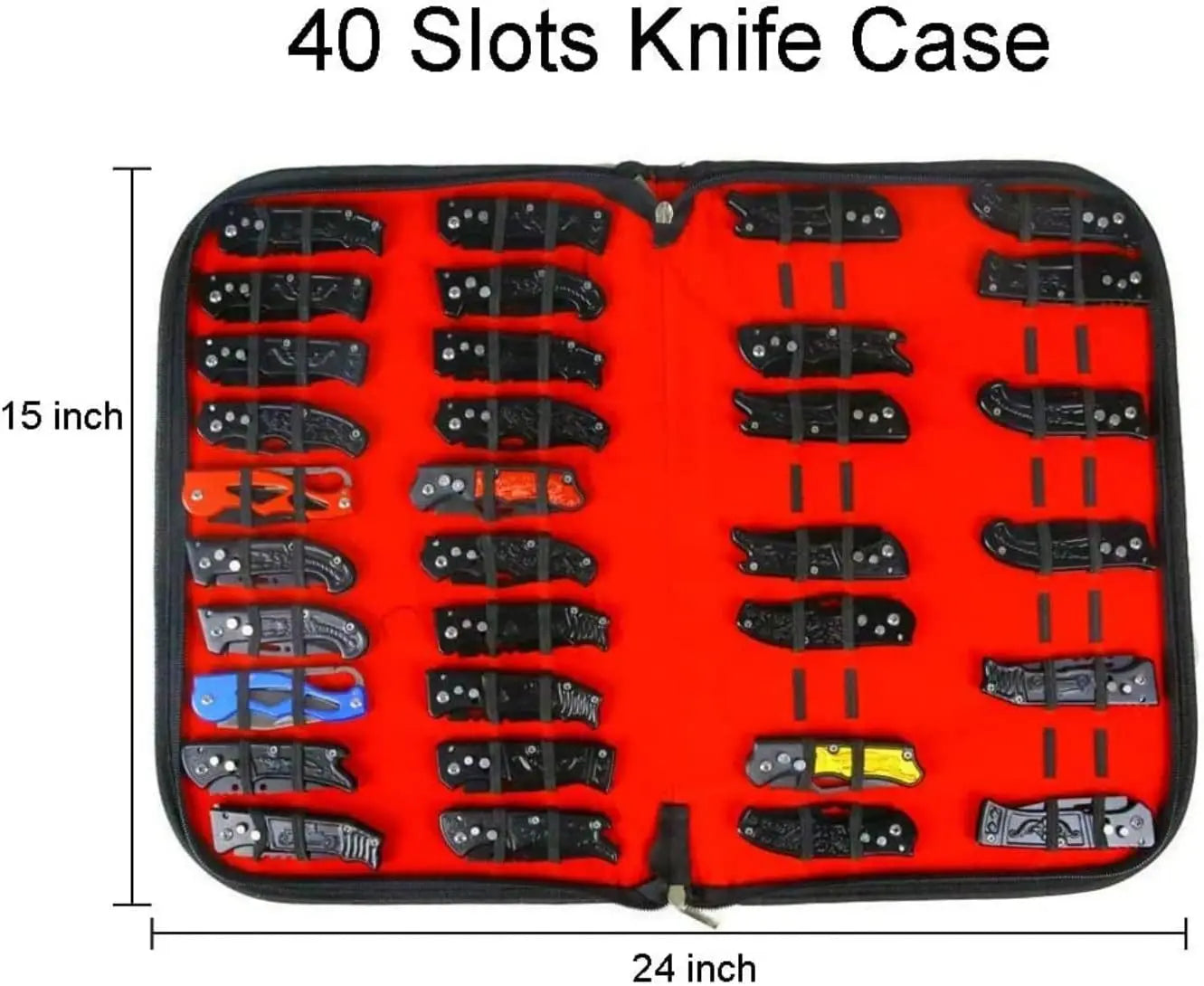 Knife Display Case, Knife Case, Knife Storage Case for 40+ Pocket Knives, Folding Knife Holder Organizer, Knives Roll Collection