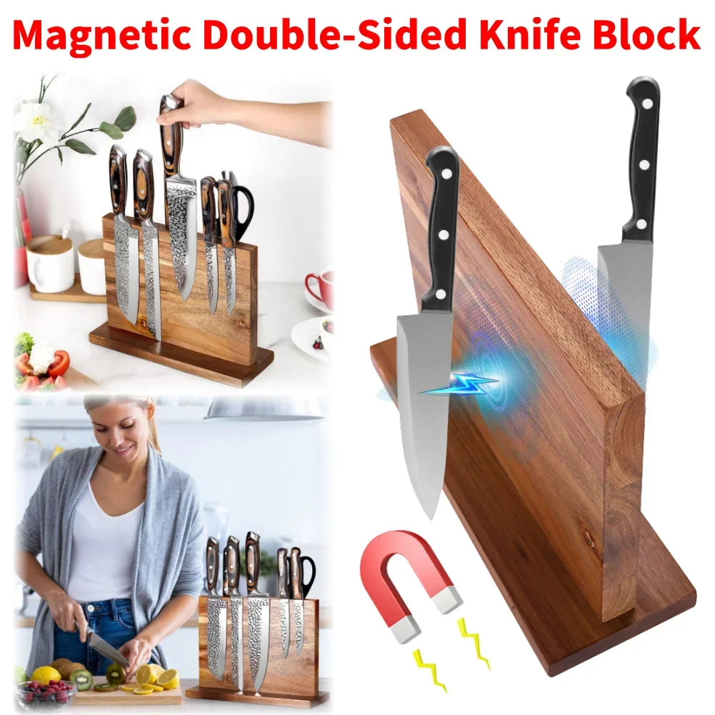Magnetic Double-Sided Knife Block Knife Display Rack Strong Magnetism Knife Holder for Kitchen Counter Multifunctional Storage