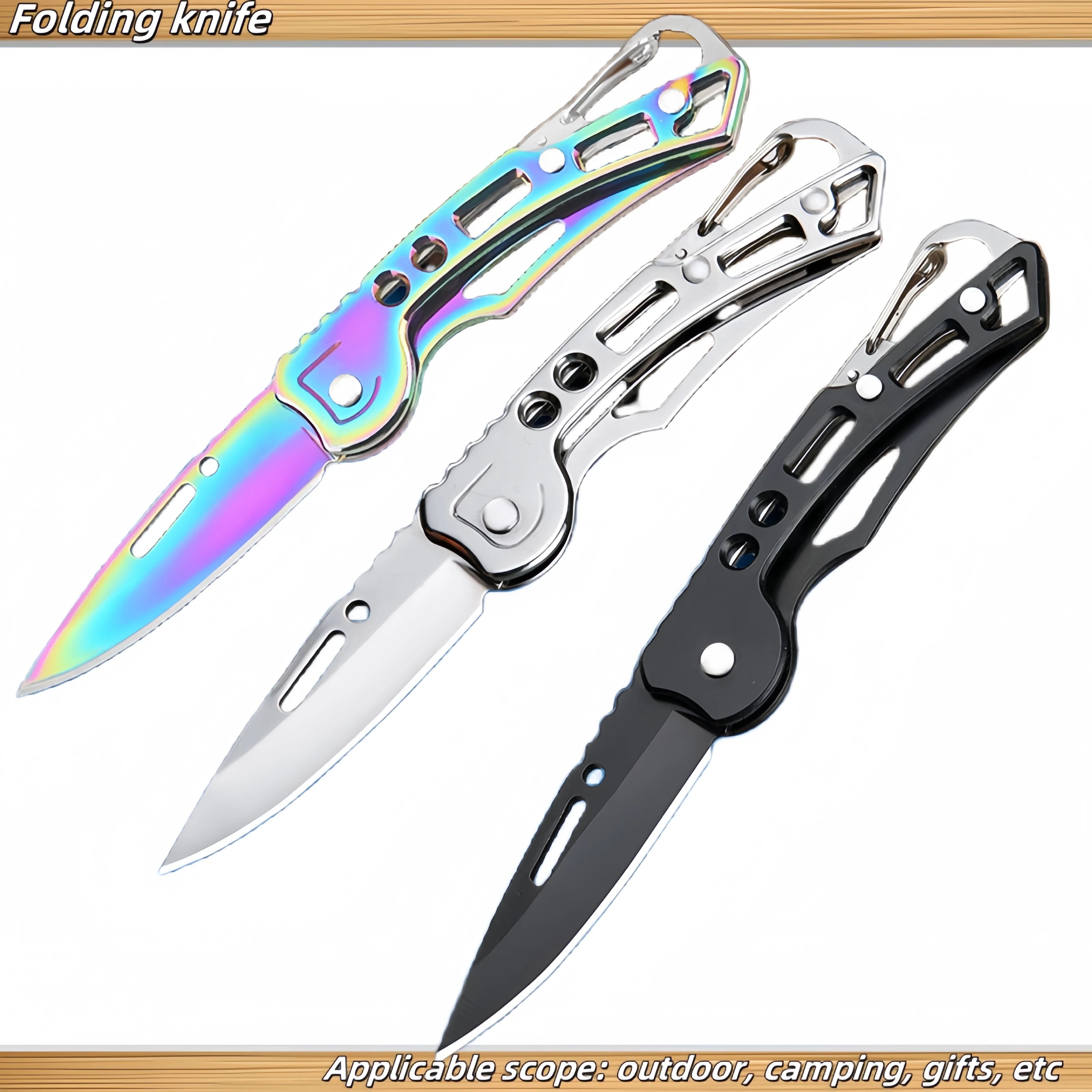 Convenient Stainless Steel Pocket Knife Mini Folding Knife Carry-on Defense Keychain Portable Pocket Knife Fruit Knife With rope
