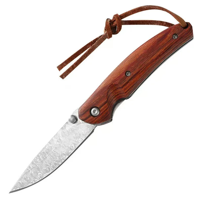 2026 new KS Damascus steel pocket knife with colorful shell handle, high hardness, sharp, portable, self-defense, folding knife