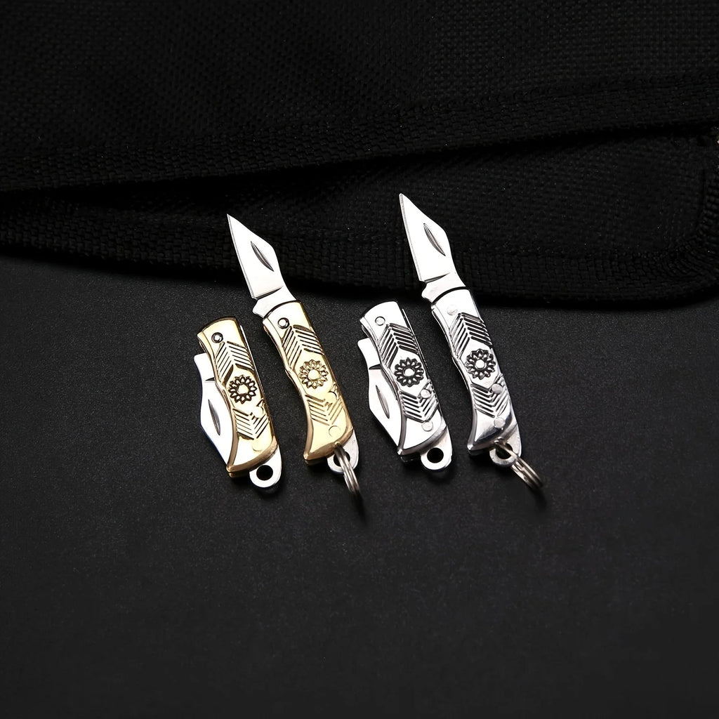 Tiny compact folding pocket knife with stainless steel blade, keychain attachment, lightweight and durable